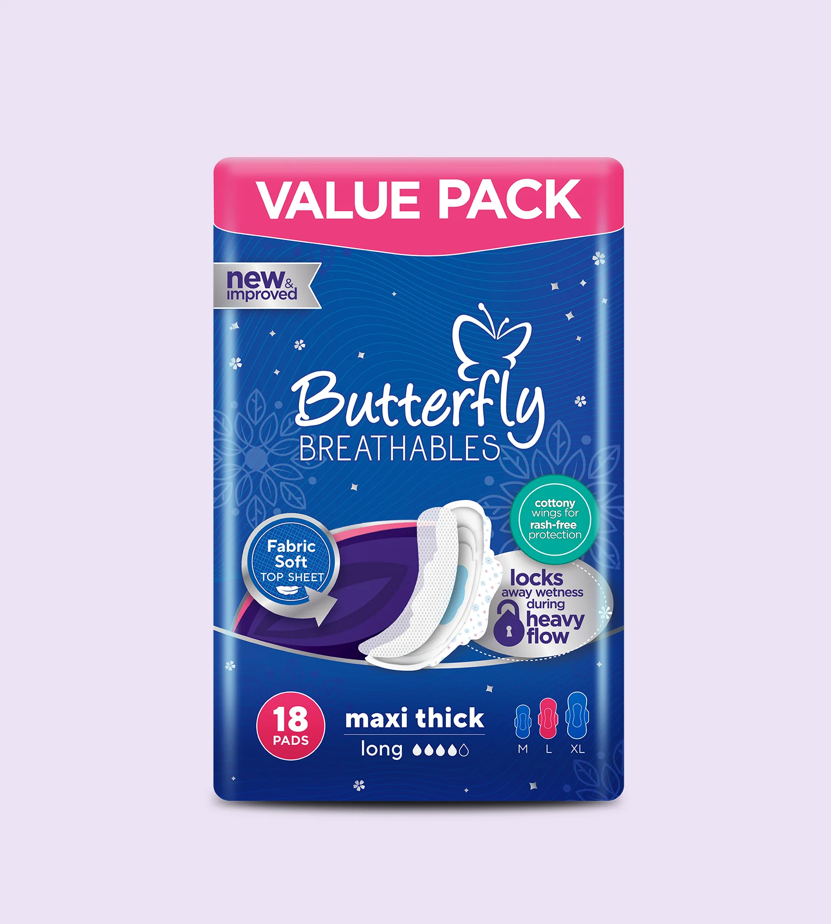 BUTTERFLY BREATHABLES MAXI THICK L VALUE PACK 18S