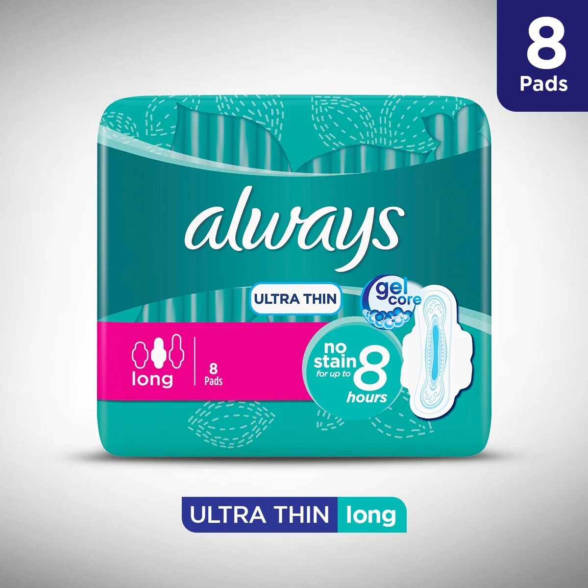 ALWAYS ULTRA THIN LONG SINGLE PACK 8'S