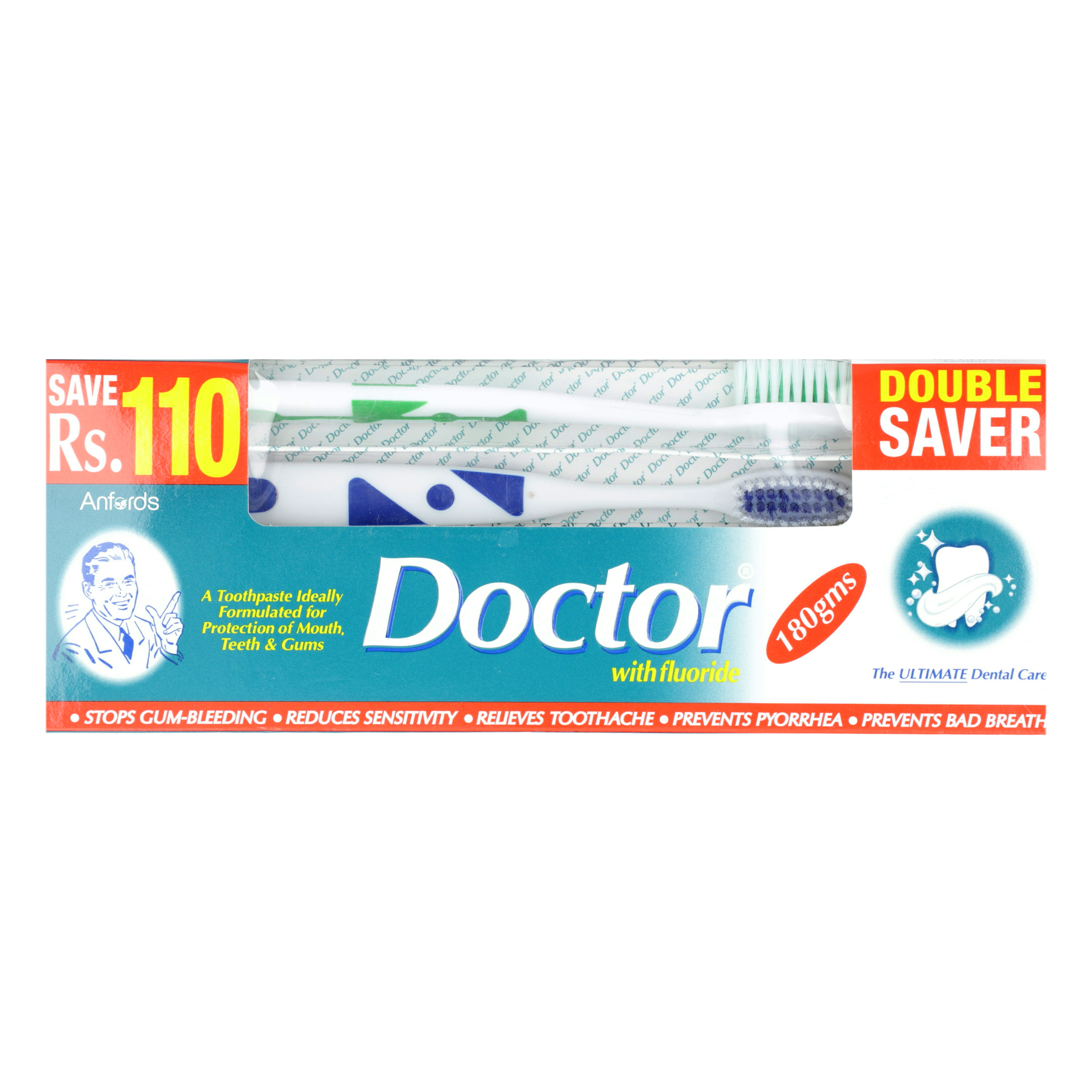 DOCTOR TOOTHPASTE DOUBLE BRUSH 180GM